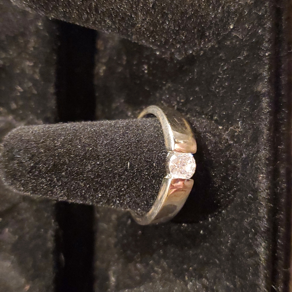 CZ Rhinestone Silver Ring Size 10